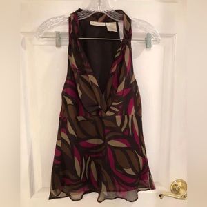 Size 8 dressy twisted front tank top 
In brown, tans, beige and pink